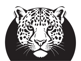 Leopard head silhouette on white background. Leopard logo vector design.  