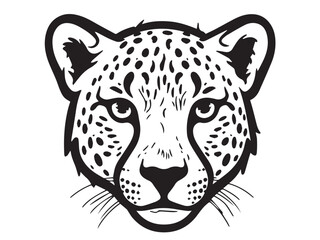 Leopard head silhouette on white background. Leopard logo vector design.  