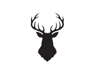 Black deer silhouette on white background. Deer silhouette vector. Animal silhouette. Deer vector Illustration. 