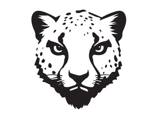 Leopard head silhouette on white background. Leopard logo vector design.  