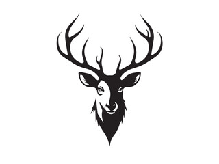 Black deer silhouette on white background. Deer silhouette vector. Animal silhouette. Deer vector Illustration.