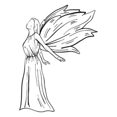 Female angel side view line