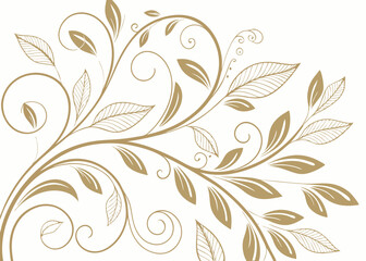 Decorative luxury leaf background vector. Vintage art deco wallpaper with baroque floral ornament. Elegant jungle botanical pattern. Wavy hand drawn design in classic style.

