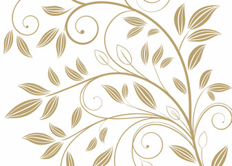 Elegant botanical wallpaper with hand drawn jungle leaves. Art deco baroque ornament. Vintage floral vector. Wavy line luxury background. Gatsby decorative design.


