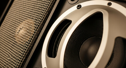 Close-up view of a high-quality speaker showcasing sound technology details