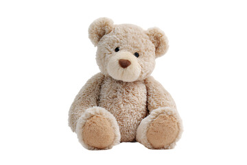Teddy Bear Sitting Soft Plush Toy with Transparent Background Ready for Edit