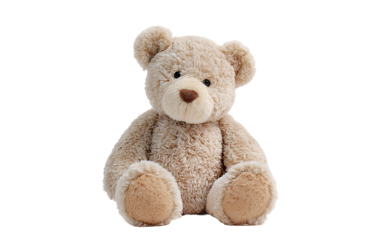 Teddy Bear Sitting Soft Plush Toy with Transparent Background Ready for Edit