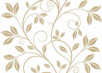Fototapeta premium Decorative botanical Gatsby pattern with art deco style. Hand drawn vintage leaves in elegant wallpaper vector. Luxury floral baroque ornament. Wavy background design.
