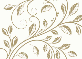Vector decorative wallpaper with botanical baroque leaves. Art deco jungle pattern in vintage luxury style. Hand drawn elegant ornament. Sophisticated wavy floral background.

