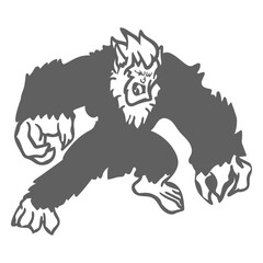 Angry yeti posing cut out black