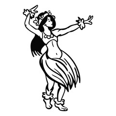 Dancing hawaiian woman arms up outline