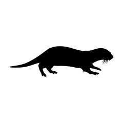 Fototapeta premium Otter silhouette icon vector flat design on white background