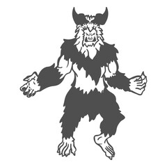 Mythical yeti posing cut out black