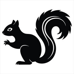 Silhouette of a squirrel , Silhouette of a Skunk line art vector cartoon illustration