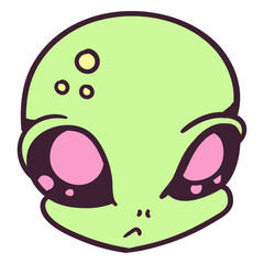 Alien's head indifferent colorful stroke