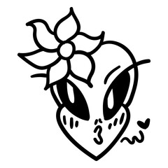 Cute flower kiss alien's head stroke
