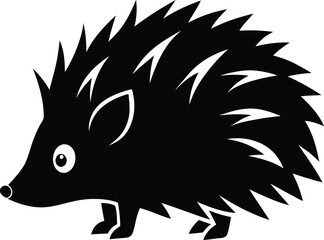  Hedgehog silhouette, line art animal, spiky creature icon, simple wildlife vector, minimal black illustration








