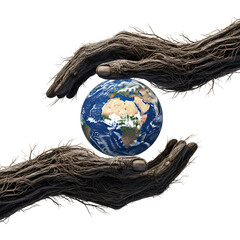 Tree Branches Forming Human Hands Holding Earth – Nature’s Protection Concept for World Environment Day 2025