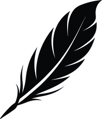 Obraz premium Feather silhouette vector, black feather icon, simple bird plume, isolated design element, minimal nature graphic 