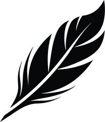 Obraz premium Feather silhouette vector, black feather icon, simple bird plume, isolated design element, minimal nature graphic 