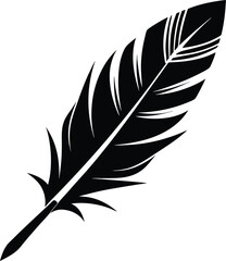 Fototapeta premium Feather silhouette vector, black feather icon, simple bird plume, isolated design element, minimal nature graphic 