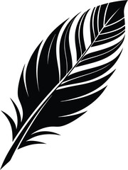 Obraz premium Feather silhouette vector, black feather icon, simple bird plume, isolated design element, minimal nature graphic 