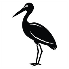 Obraz premium ibis silhouette line art vector illustration, Black Heron, stork silhouette vector
