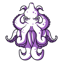 Folklore creature kraken standing hand drawn