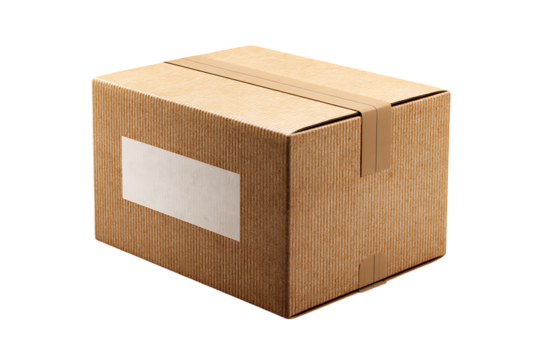Isolated Image Of A Closed Cardboard Box With Brown Packing Tape Delivery