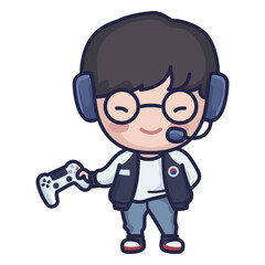 Cute south korean gamer character