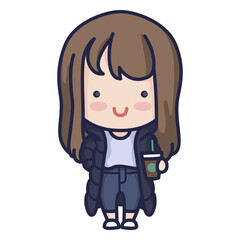 Cute south korean girl character