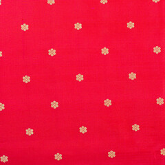 Indian Banarasi Saree pattern in Red and Golden Colour - Fabric Texture and Design