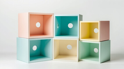Pastel Colored Storage Cubes With Circular Handles