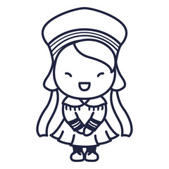 Cute norwegian woman folklore character stroke