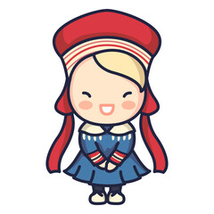 Cute norwegian woman folklore character