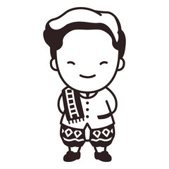 Cute thai man phraratchathan character stroke