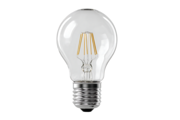 Clear LED Filament Bulb PNG with Transparent Background and Isolated