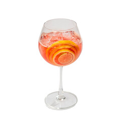 Grapefruit Cocktail in a Fancy Balloon Stem Glass on a Transparent Background
