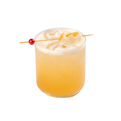 Ginger Candy Cocktail in a Short Clear Glass on a Transparent Background