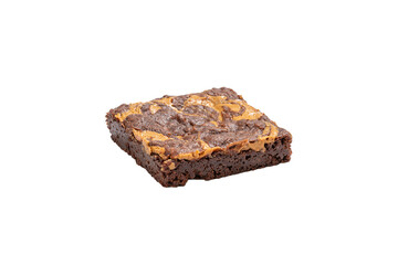 Single Piece Peanut Butter Chocolate Brownie side view on a Transparent PNG Background