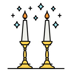 Shabbat candles color-stroke
