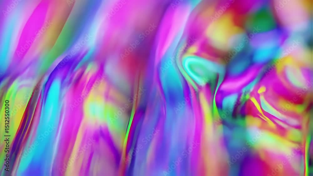 Poster Abstract holographic fluid texture loop with vibrant iridescent colors in motion, flowing pattern. Generated AI