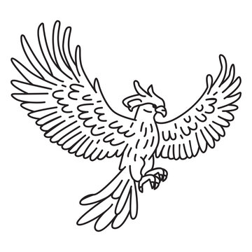 Phoenix with spread wings stroke