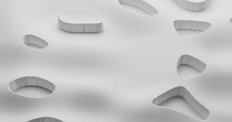 Abstract white pit shape background. 3d rendering.