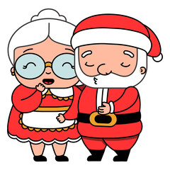Christmas characters Mr. and Mrs. Claus color stroke