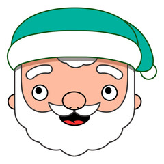 Christmas characters Santa with green hat color stroke