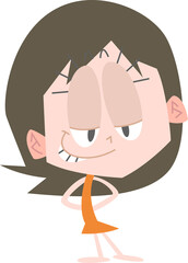 腕を後ろに回してニヤニヤする女性主線なし