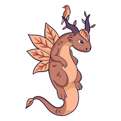 Dragon illustration birds