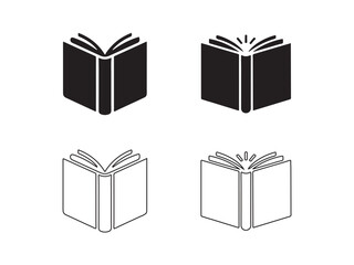Simple Open Book Icons Set for Educational