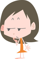 ジト目で見つめる女性主線なし